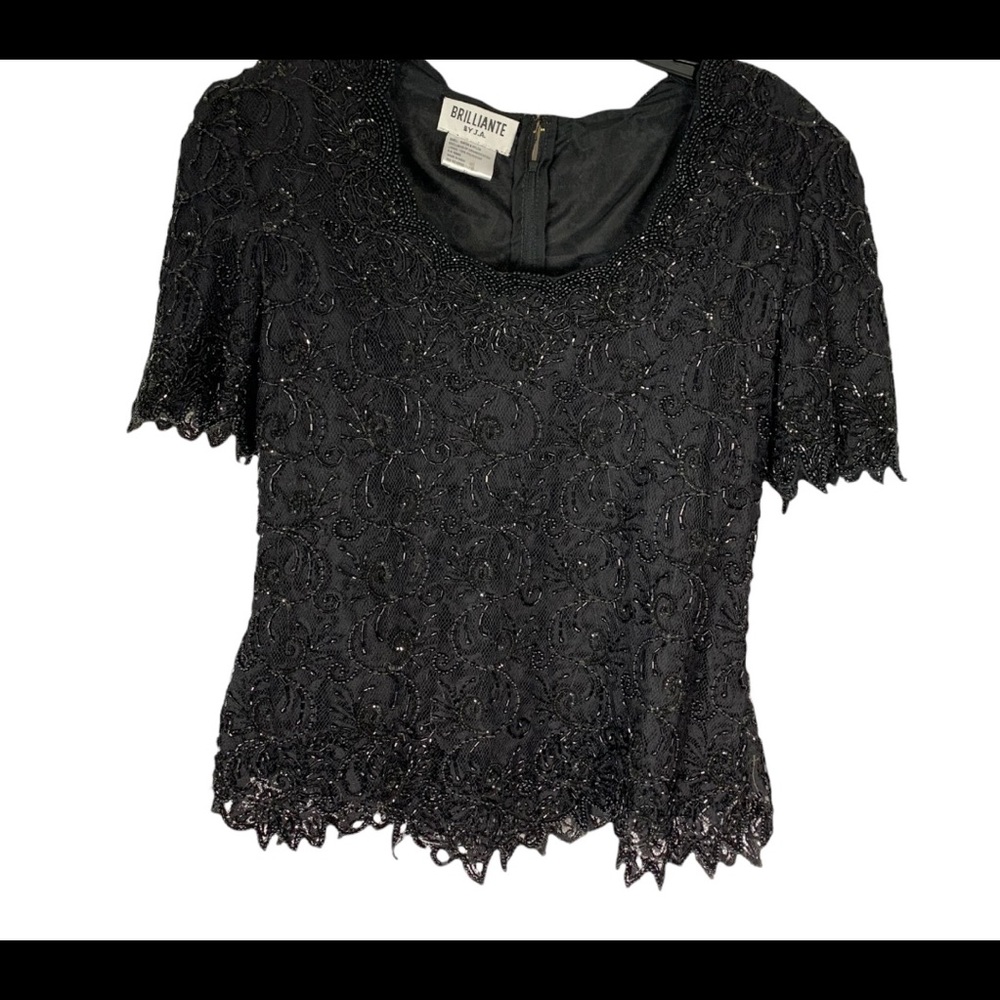 Brilliante Black Sequin Beaded embellished Size M